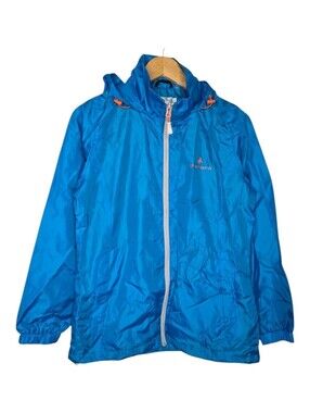 Green Lamb Womens Blue Full Zip Hooded Windbreaker Golf Rain Jacket Medium